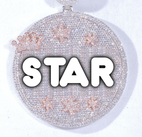 CUSTOM LETTER NECKLACE 3D BIG CROWN DISC