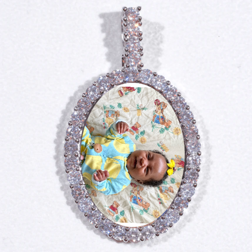 Large 3D Oval Custom Picture Pendant