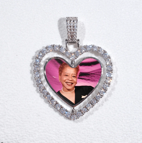 3D Spinning 2-Faced Heart Custom Picture Pendant