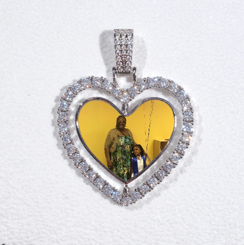 3D Spinning 2-Faced Heart Custom Picture Pendant