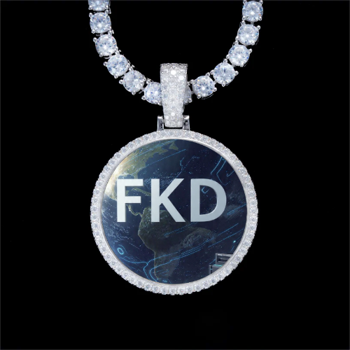 925S & VVS Moissanite 3D Circle Custom Picture Pendant