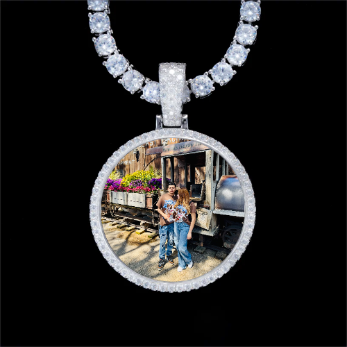 925S & VVS Moissanite 3D Circle Custom Picture Pendant