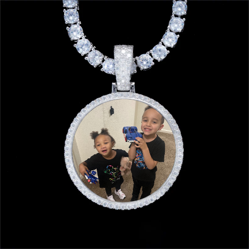 925S & VVS Moissanite 3D Circle Custom Picture Pendant