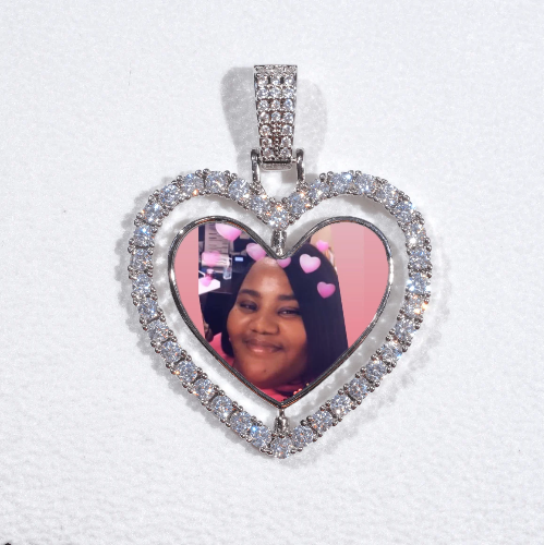 3D Spinning 2-Faced Heart Custom Picture Pendant