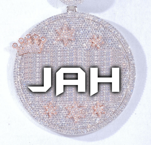 CUSTOM LETTER NECKLACE 3D BIG CROWN DISC