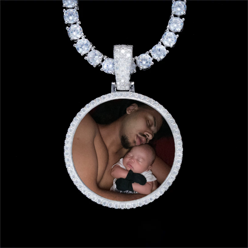 925S & VVS Moissanite 3D Circle Custom Picture Pendant