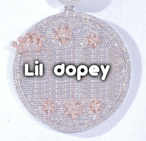 CUSTOM LETTER NECKLACE 3D BIG CROWN DISC