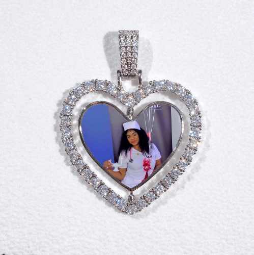 3D Spinning 2-Faced Heart Custom Picture Pendant