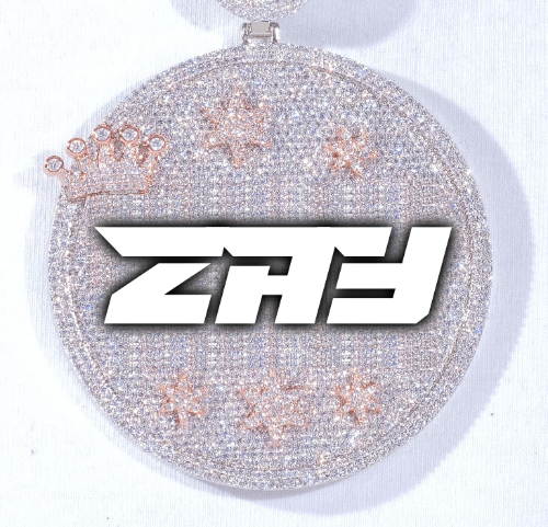 CUSTOM LETTER NECKLACE 3D BIG CROWN DISC
