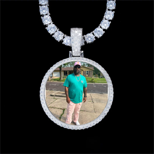 925S & VVS Moissanite 3D Circle Custom Picture Pendant