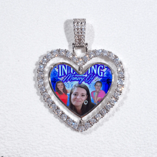 3D Spinning 2-Faced Heart Custom Picture Pendant