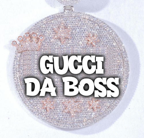 CUSTOM LETTER NECKLACE 3D BIG CROWN DISC