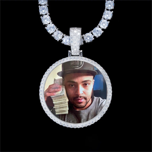 925S & VVS Moissanite 3D Circle Custom Picture Pendant