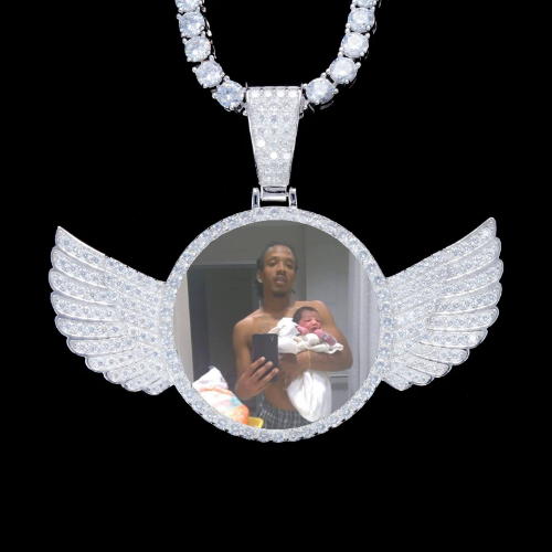 925S & VVS Moissanite 3D Wing Custom Picture Pendant