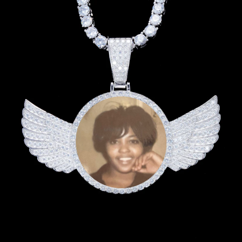 925S & VVS Moissanite 3D Wing Custom Picture Pendant