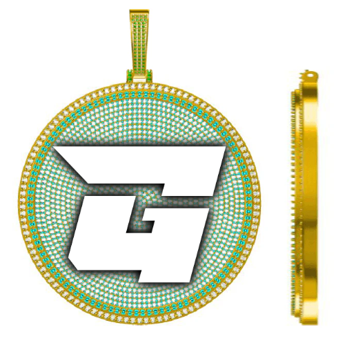 CUSTOM LETTER NECKLACE 3D BIG DISC