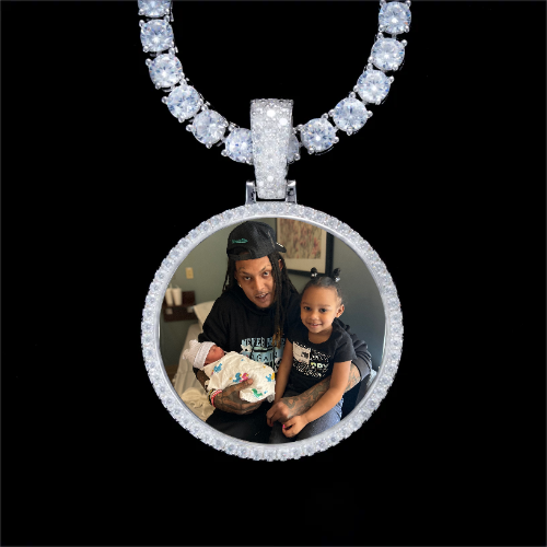 925S & VVS Moissanite 3D Circle Custom Picture Pendant