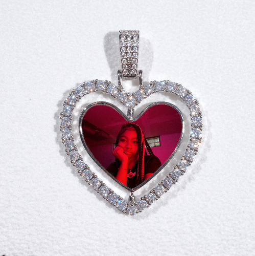 3D Spinning 2-Faced Heart Custom Picture Pendant