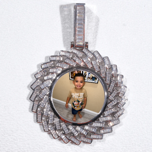 Large 3D Baguette Custom Picture Pendant