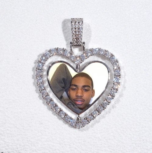 3D Spinning 2-Faced Heart Custom Picture Pendant
