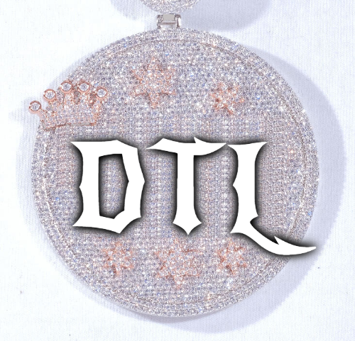 CUSTOM LETTER NECKLACE 3D BIG CROWN DISC