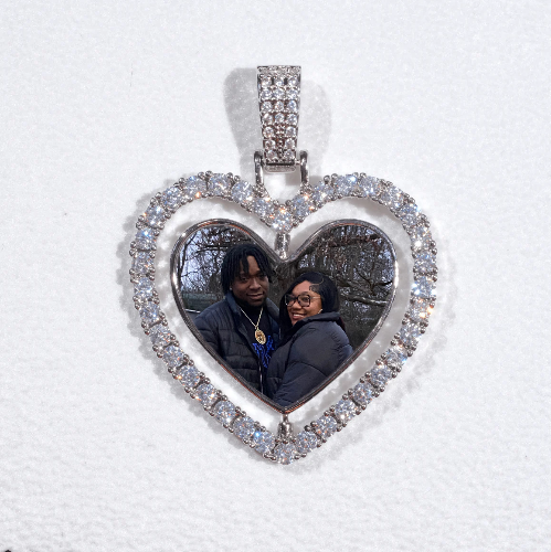 3D Spinning 2-Faced Heart Custom Picture Pendant