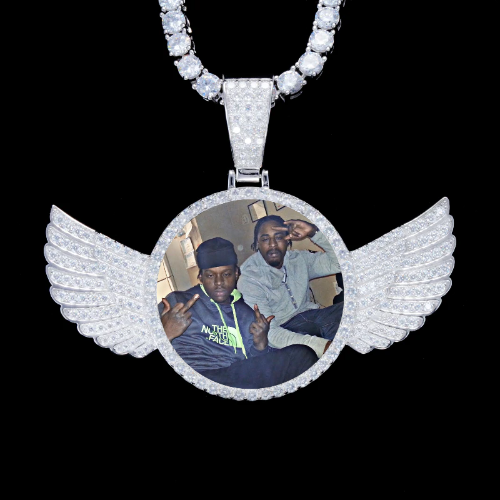 925S & VVS Moissanite 3D Wing Custom Picture Pendant