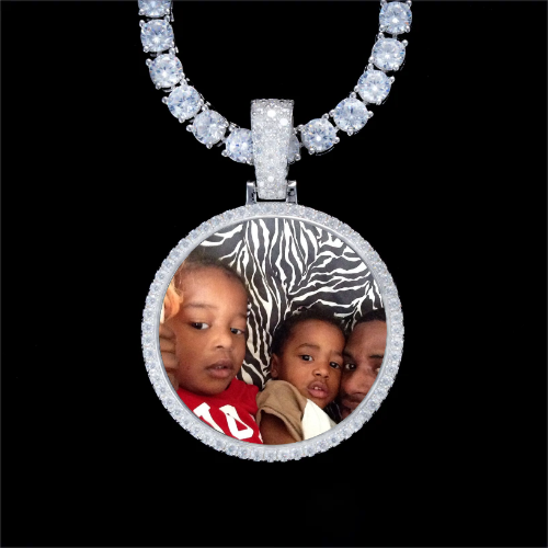 925S & VVS Moissanite 3D Circle Custom Picture Pendant