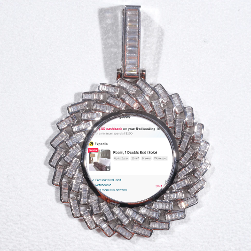Large 3D Baguette Custom Picture Pendant