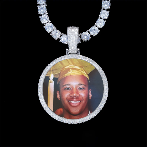 925S & VVS Moissanite 3D Circle Custom Picture Pendant