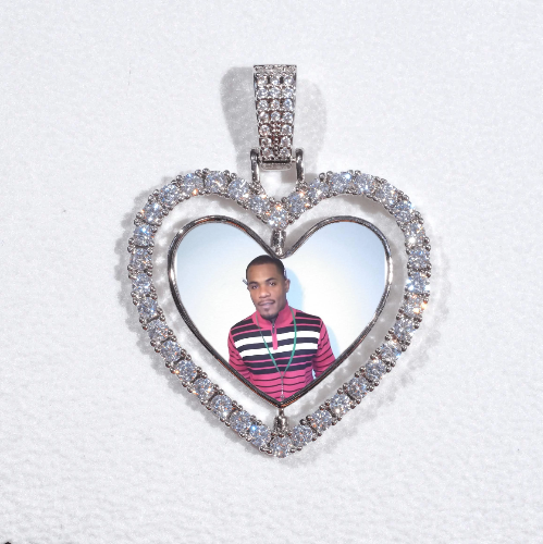 3D Spinning 2-Faced Heart Custom Picture Pendant