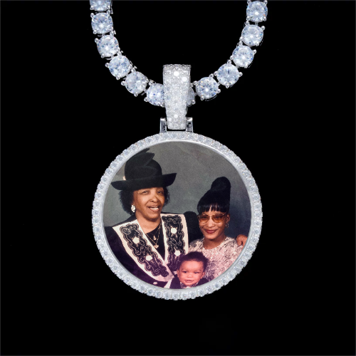 925S & VVS Moissanite 3D Circle Custom Picture Pendant
