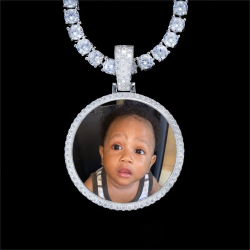 925S & VVS Moissanite 3D Circle Custom Picture Pendant