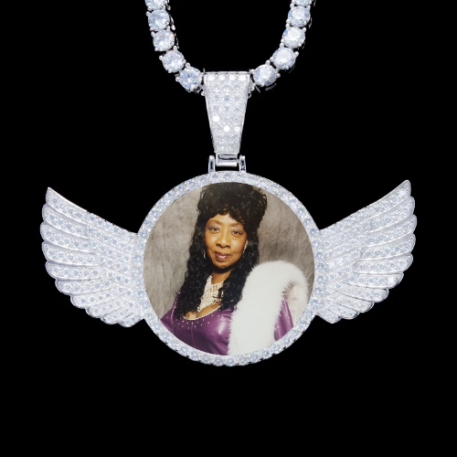 925S & VVS Moissanite 3D Wing Custom Picture Pendant