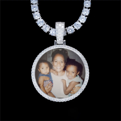 925S & VVS Moissanite 3D Circle Custom Picture Pendant
