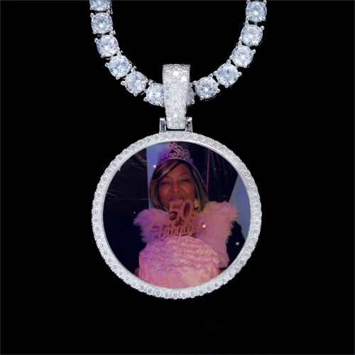 925S & VVS Moissanite 3D Circle Custom Picture Pendant