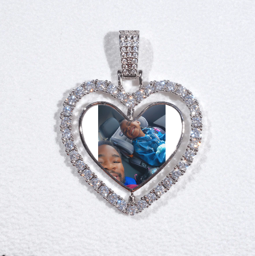 3D Spinning 2-Faced Heart Custom Picture Pendant