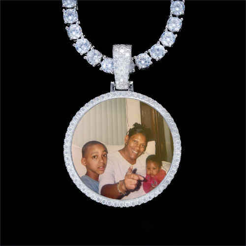 925S & VVS Moissanite 3D Circle Custom Picture Pendant