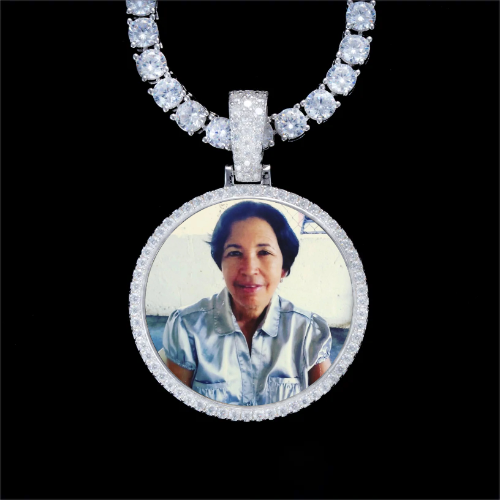 925S & VVS Moissanite 3D Circle Custom Picture Pendant
