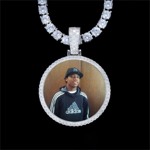 925S & VVS Moissanite 3D Circle Custom Picture Pendant