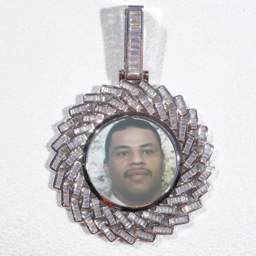 Large 3D Baguette Custom Picture Pendant