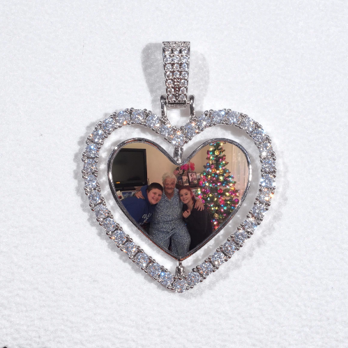 3D Spinning 2-Faced Heart Custom Picture Pendant