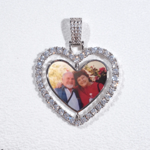 3D Spinning 2-Faced Heart Custom Picture Pendant