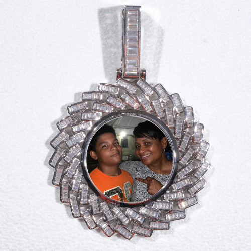 Large 3D Baguette Custom Picture Pendant
