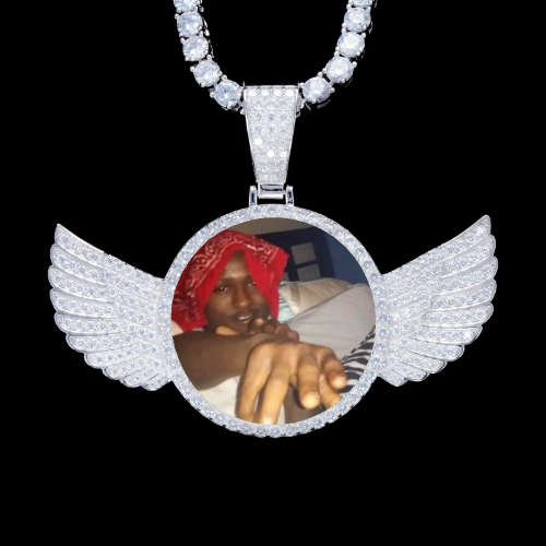 925S & VVS Moissanite 3D Wing Custom Picture Pendant