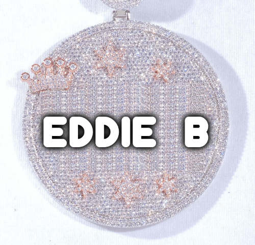 CUSTOM LETTER NECKLACE 3D BIG CROWN DISC