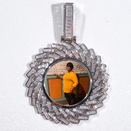 Large 3D Baguette Custom Picture Pendant