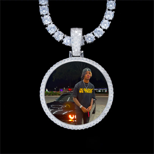 925S & VVS Moissanite 3D Circle Custom Picture Pendant