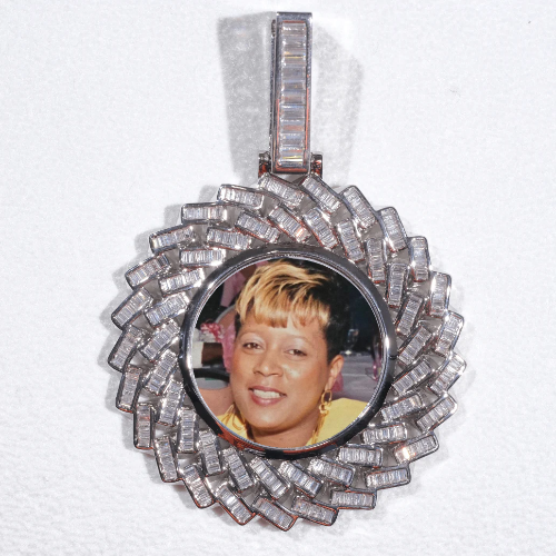 Large 3D Baguette Custom Picture Pendant