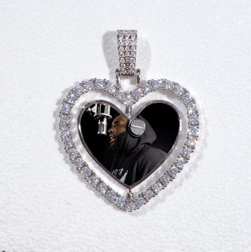 3D Spinning 2-Faced Heart Custom Picture Pendant